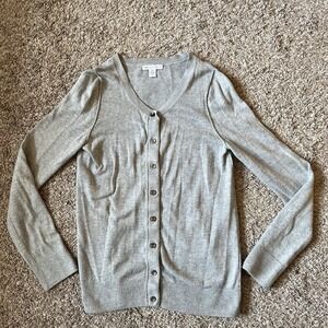 Gap Cardigan Sweater Womens XS Gray Cotton Cashmere V Neck Button Pockets